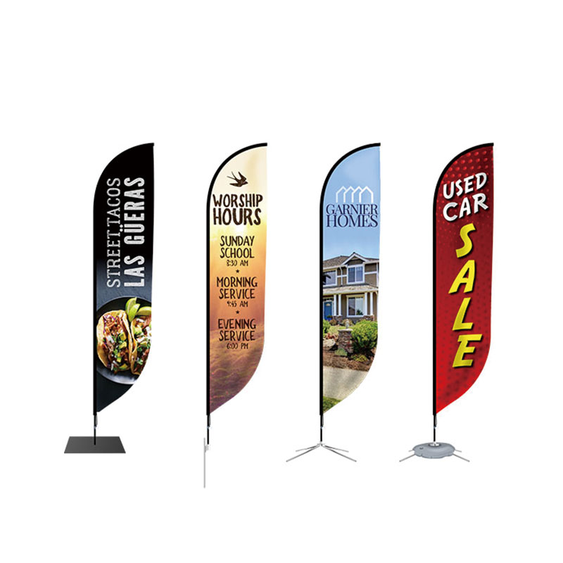 Custom flag outdoor advertising banner stands polyester teardrop bow flex flying beach feather flag