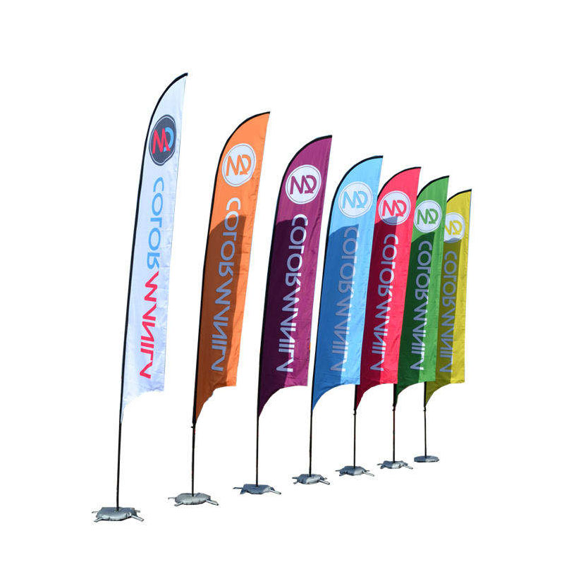 Outdoor Advertising Promotion Custom Flying Banners Stands Bow Sail Teardrop Feather Beach Flags