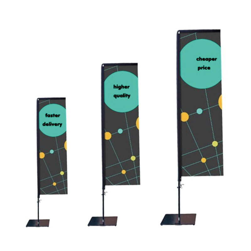 Custom Rectangular Polyester advertising Flag with pole and base