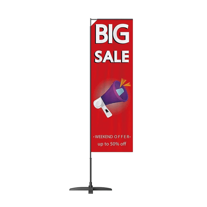 Wrinkle free aluminum fabric rectangular shape advertising promotional fashionable banner beach flag