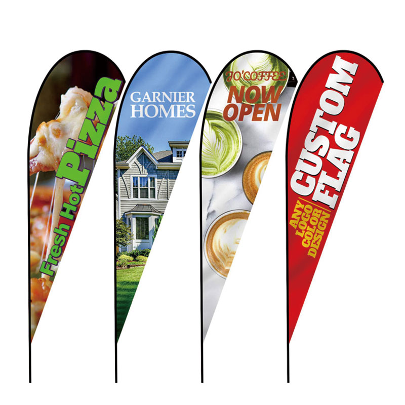 Custom Logo Promotional Outdoor Single and Double Side Printing Advertising Teardrop Flag Polyester Flying Flag For Event